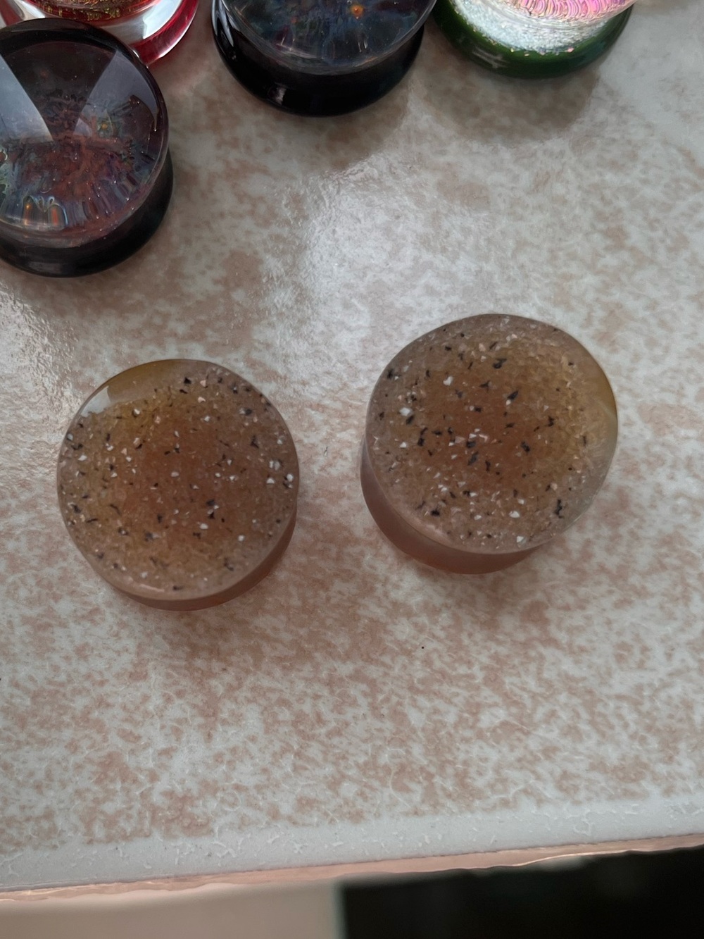 Alternative Earth Organics Double flared Druzy Agate Plugs 19mm